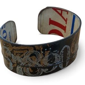 Handmade License plate Cuff Bracelet with numbers on outside vintage vibes